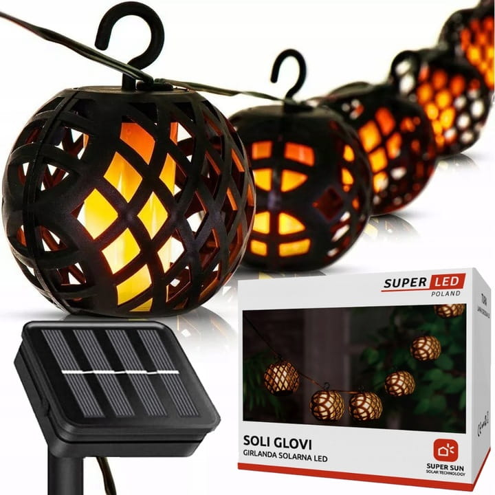 Girlanda solarna LED ogrodowa świetlna 20x LED płomień latarenki SuperLED