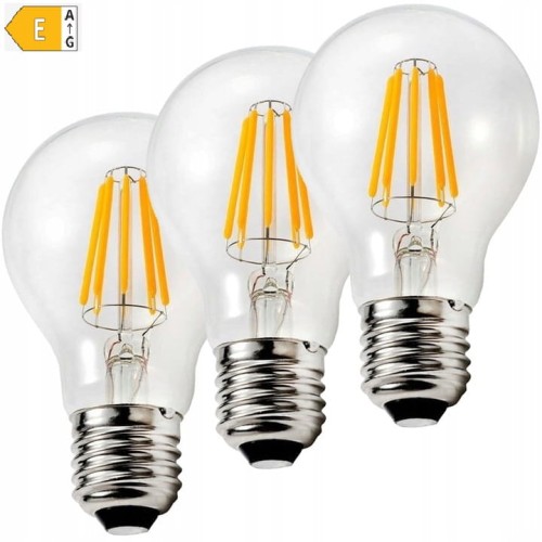 Zestaw 3x Żarówka LED E27 Filament 8W Edison Ozdobna biała ciepła