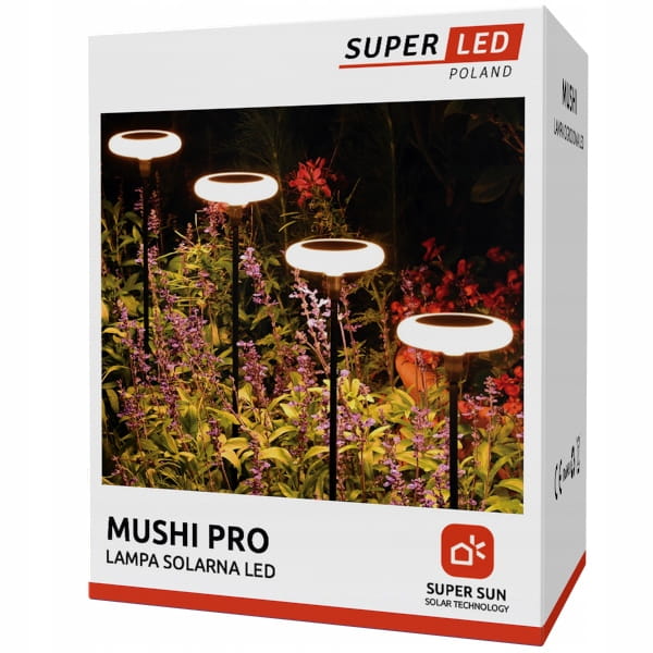 4x Lampa solarna LED ogrodowa wbijana 76 cm Lampki Grzybki 3000K
