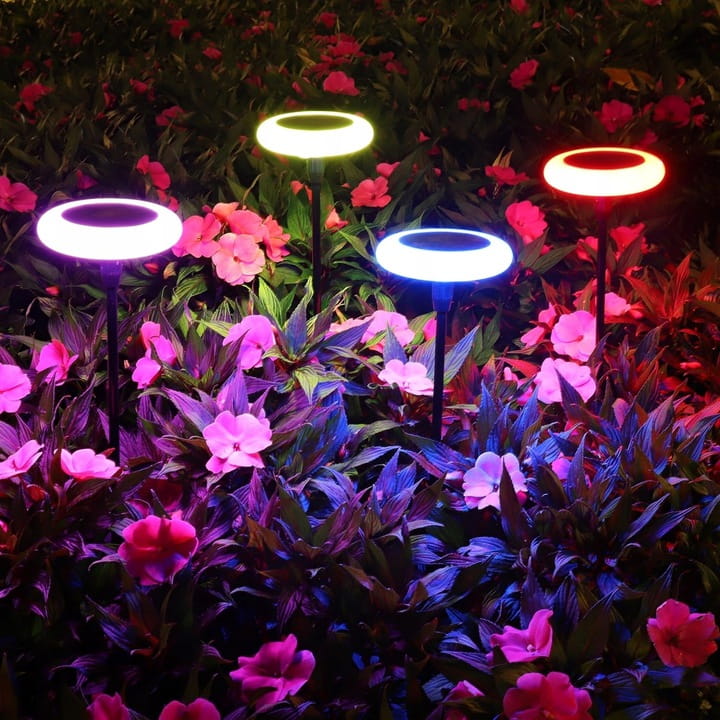 4x Lampa solarna LED ogrodowa wbijana 76 cm Lampki Grzybki RGB