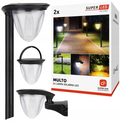 Zestaw 2x Lampa solarna LED wbijana ogrodowa PREMIUM ciepła SuperLED