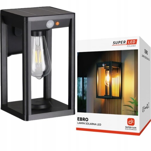 Lampa solarna LED elewacyjna kinkiet ogrodowy + żarówka Filament SuperLED