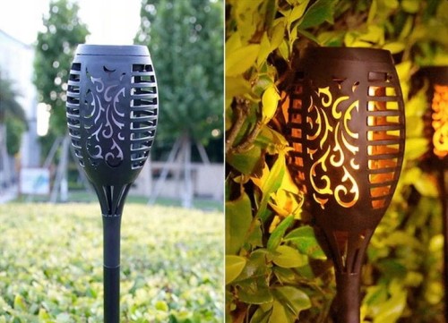8x Lampa ogrodowa solarna LED LATARNIA POCHODNIA WBIJANA płomień 50cm