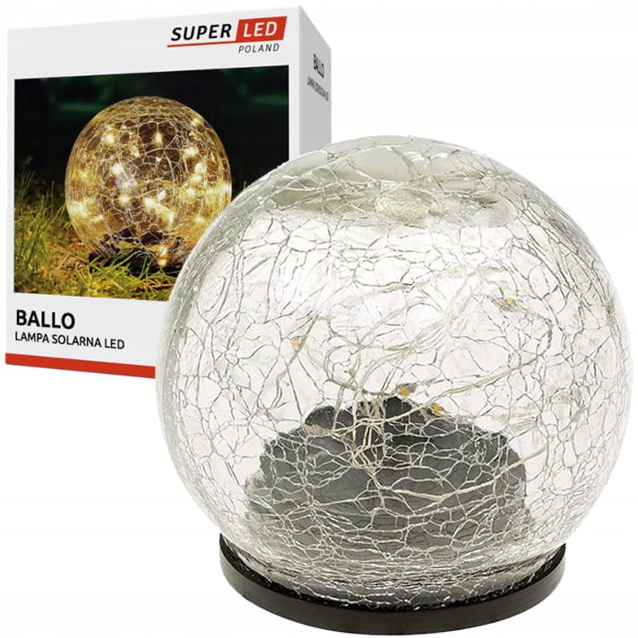 Lampa ogrodowa Kula solarna LED Szklana 15 cm Grube szkło wbijana naziemna