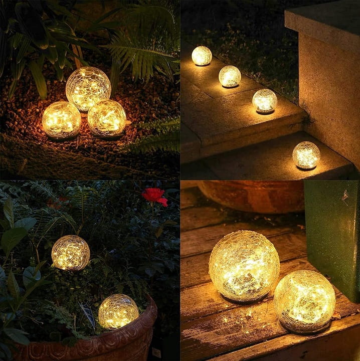 Lampa ogrodowa Kula solarna LED Szklana 15 cm Grube szkło wbijana naziemna