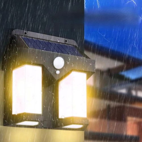 Lampa solarna LED elewacyjna podwójna kinkiet z czujnikiem filament