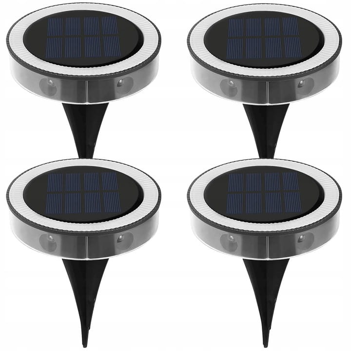 Zestaw 4x Lampa solarna LED wbijana gruntowa ogrodowa Dysk podwójne LED