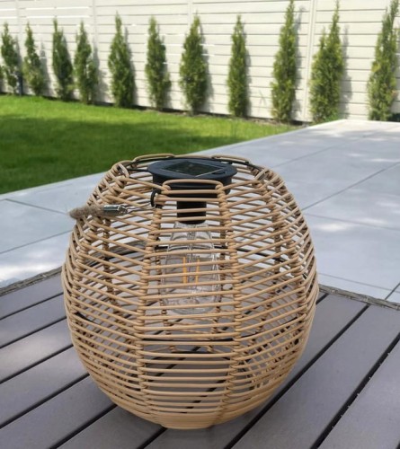 Lampa Solarna Ogrodowa Latarnia LED Wisząca Rattanowa Lampion Boho