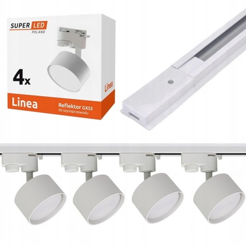 Zestaw Szynoprzewód Szyna 1-fazow1 2m + 4x reflektor GX53 SuperLED