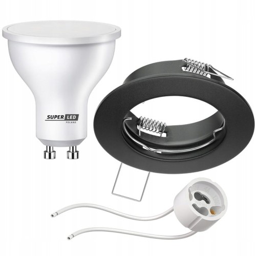 Zestaw Oprawa halogenowa wpuszczana + Żarówka GU10 LED 6W BC + gniazdo