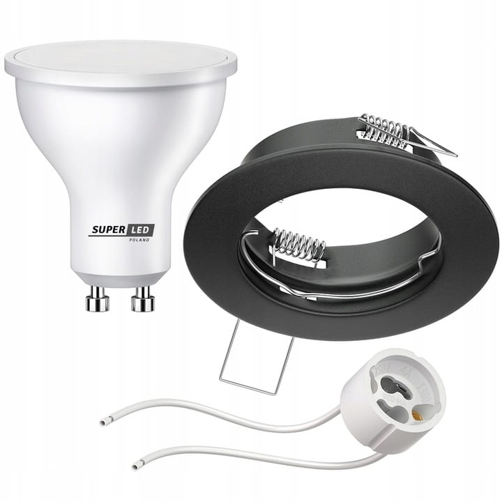 Zestaw Oprawa halogenowa wpuszczana + Żarówka GU10 LED 6W BC + gniazdo