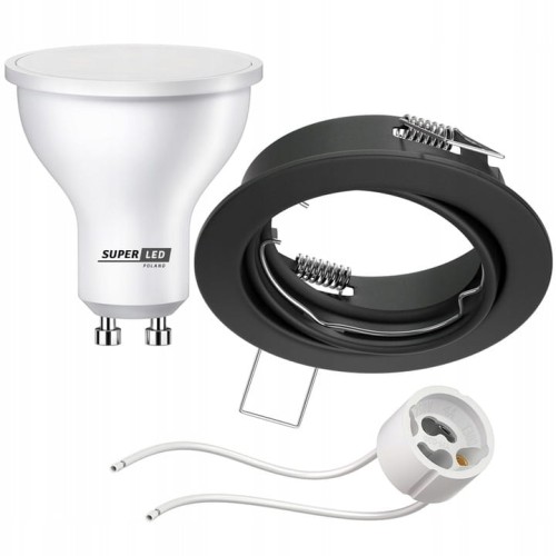 Zestaw Oprawa halogenowa GU10 RUCHOMA + Żarówka GU10 LED 6W BC + gniazdo