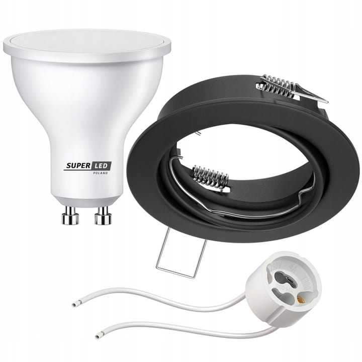 Zestaw Oprawa halogenowa GU10 RUCHOMA + Żarówka GU10 LED 6W BC + gniazdo