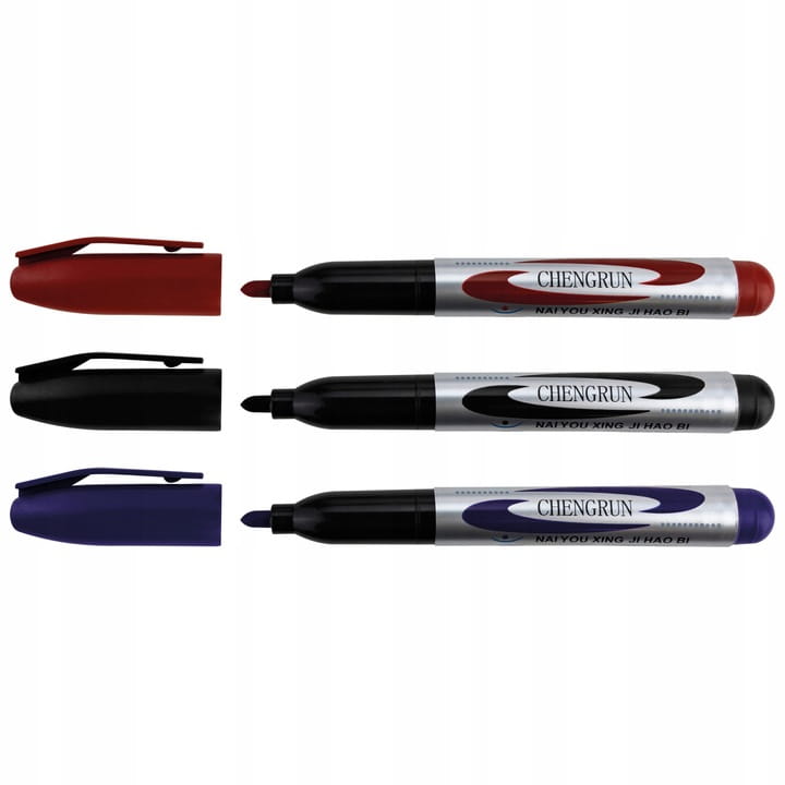 Marker permanentny flamaster czarny czerwony niebieski Vergionic 12 szt.