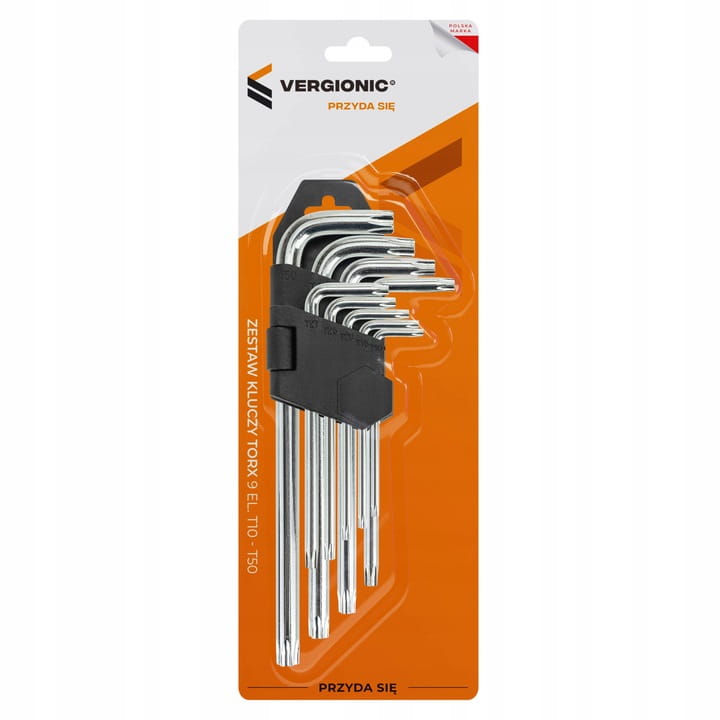 KLUCZE IMBUSOWE IMBUSY TORX "L" Z OTWOREM GWIAZDKOWE T10-T50 9 EL. ZESTAW