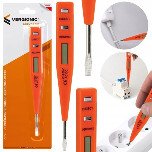 ELEKTRONICZNY PRÓBNIK NAPIĘCIA TESTER DETEKTOR MIERNIK PRĄDU FAZER 12-250 V