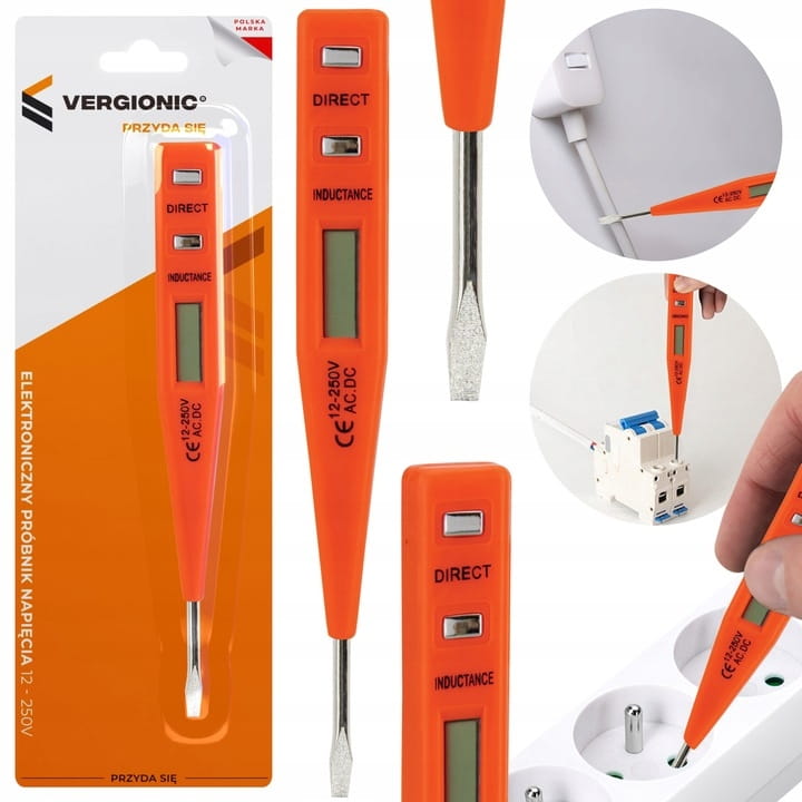 ELEKTRONICZNY PRÓBNIK NAPIĘCIA TESTER DETEKTOR MIERNIK PRĄDU FAZER 12-250 V