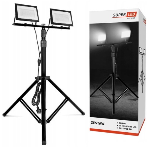 ZESTAW Statyw 1,6 m + Naświetlacz Halogen Budowlany 2x 50W LED 11000lm