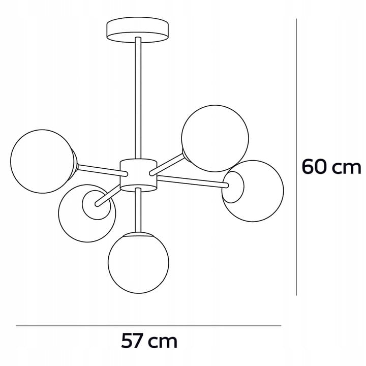 Lampa Wisząca Sufitowa Złota Żyrandol Białe Kule 5x LED E27