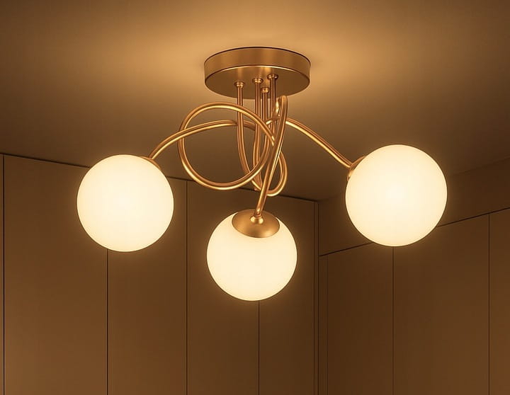 Lampa Wisząca Sufitowa Złota Żyrandol Białe Kule 3x LED E27