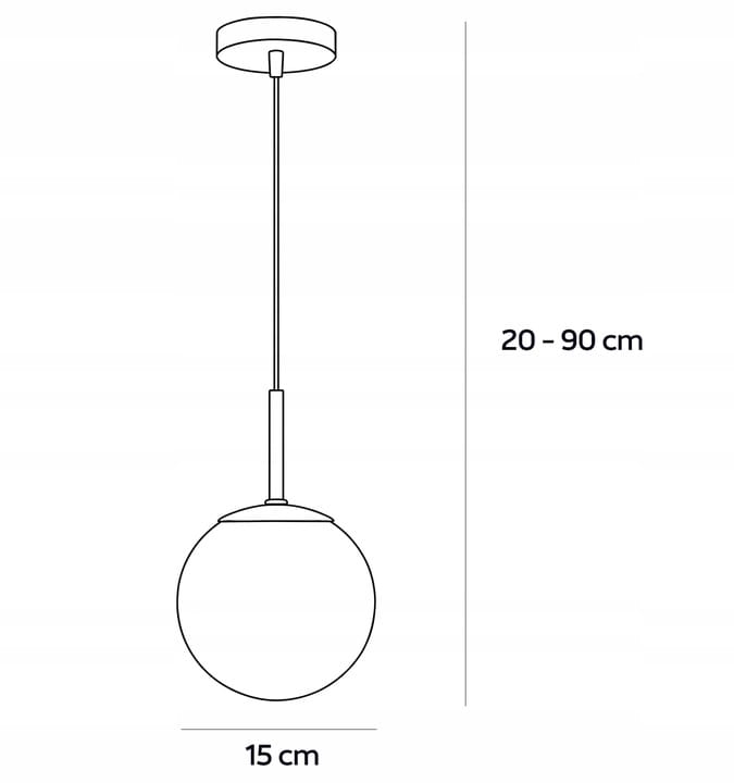 Lampa Wisząca Sufitowa Czarna Żyrandol Biała Kula Mleczna LED E27