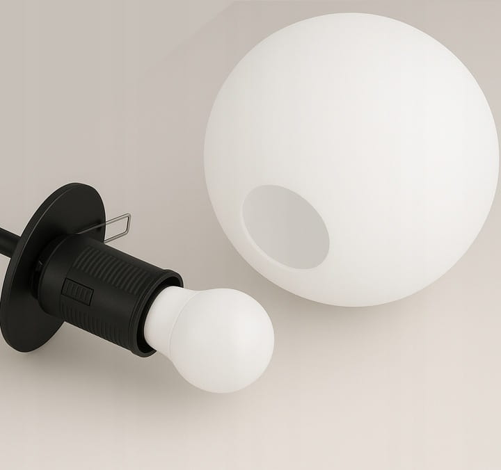 Lampa Wisząca Sufitowa Czarna Żyrandol Biała Kula Mleczna LED E27