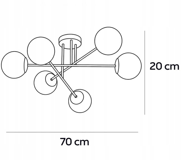Lampa Wisząca Sufitowa Złota Żyrandol Białe Kule 6x LED E27