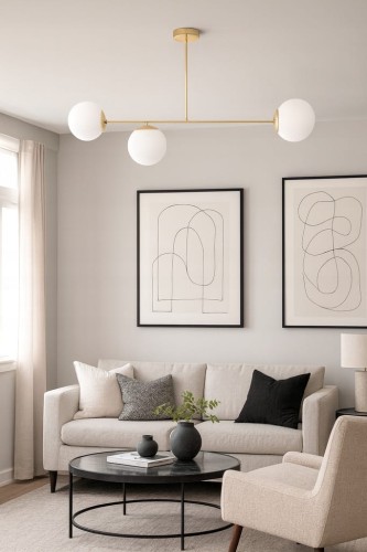 Lampa Wisząca Sufitowa Złota Żyrandol Białe Kule 3x LED E27