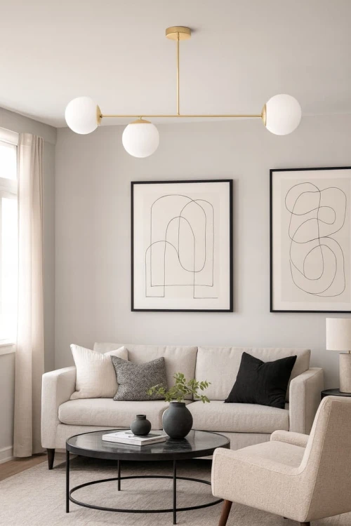 Lampa Wisząca Sufitowa Złota Żyrandol Białe Kule 3x LED E27