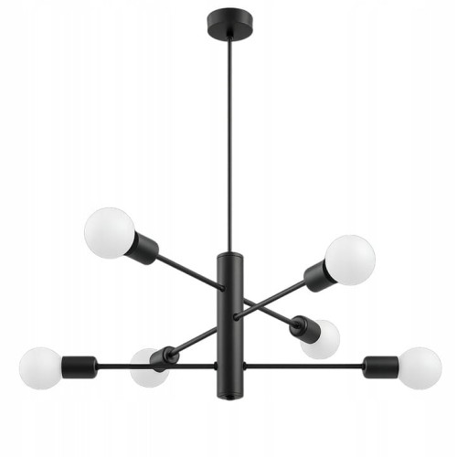 Lampa Wisząca Sufitowa Czarna Żyrandol 6x LED E27 Loft Modern