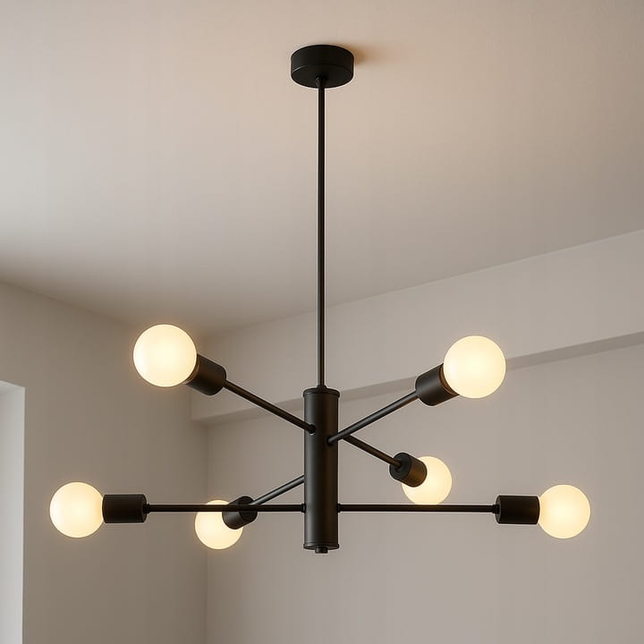 Lampa Wisząca Sufitowa Czarna Żyrandol 6x LED E27 Loft Modern