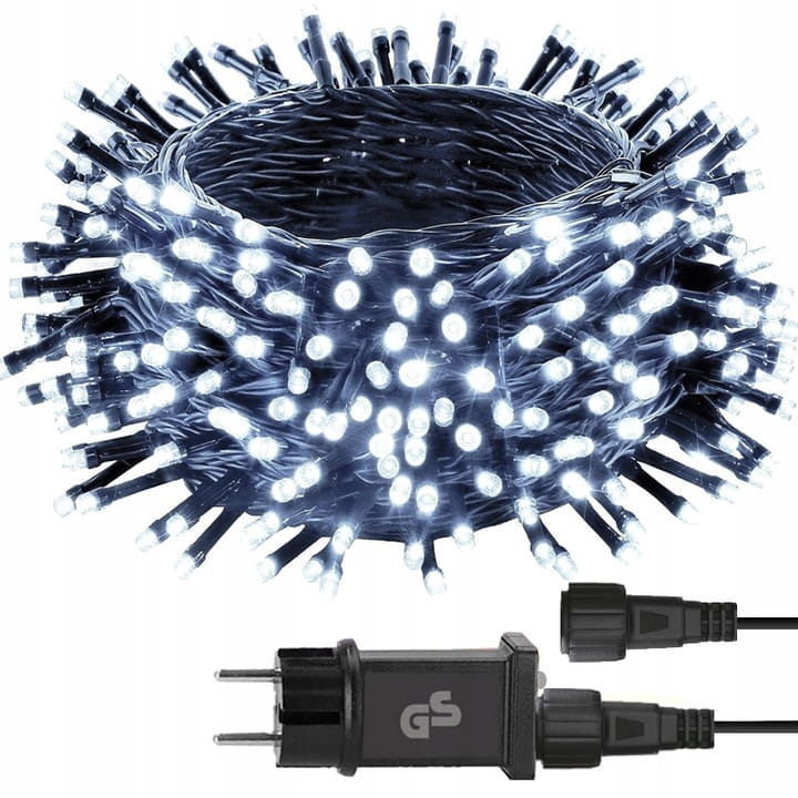 Lampki choinkowe 300 LED 22m Białe Zimne IP44 8 trybów