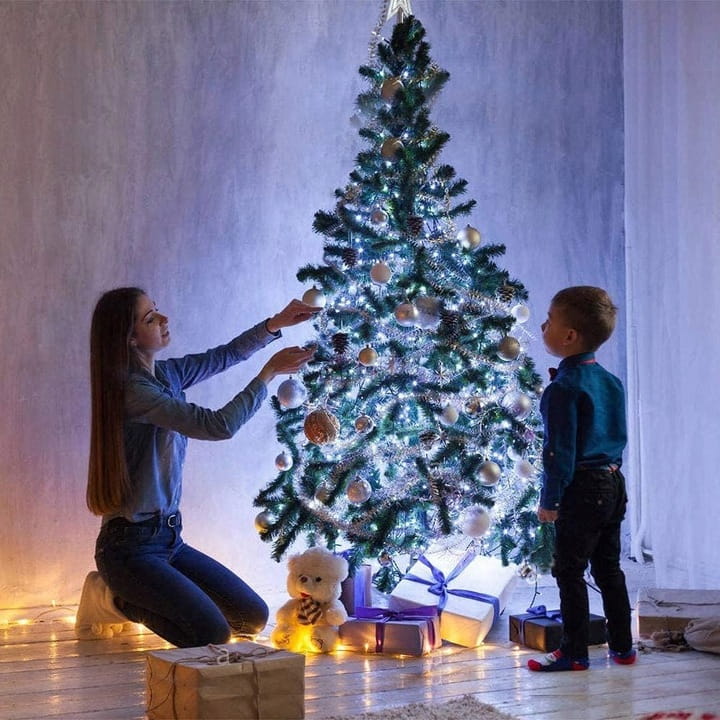 Lampki choinkowe 300 LED 22m Białe Zimne IP44 8 trybów