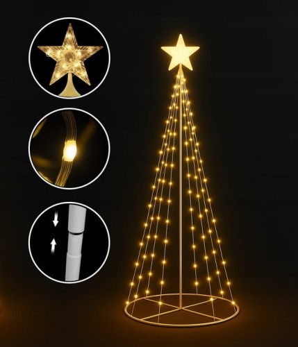 Choinka LED 1,8m na stelażu Metalowa Lampki 320 LED Ciepłe 8 trybów