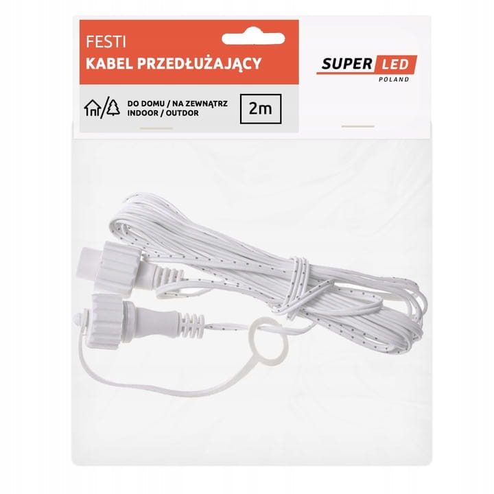 Kabel przedłużający do Sopli LED Przedłużka do Lampek biała 2m SuperLED