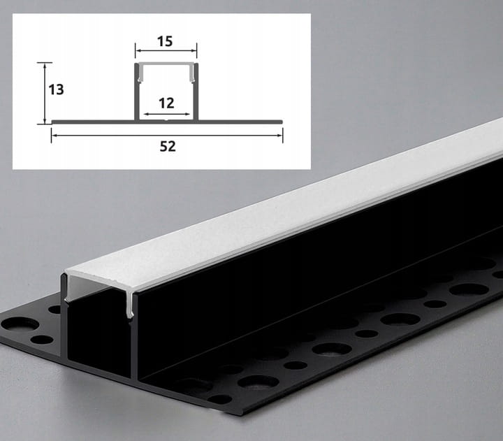 Profil LED aluminiowy do płyt GK gipsowych Natynkowy 2m regips szeroki