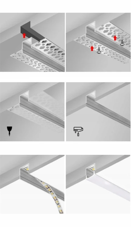 Profil LED aluminiowy do płyt GK gipsowych wpuszczany 3m regips szeroki