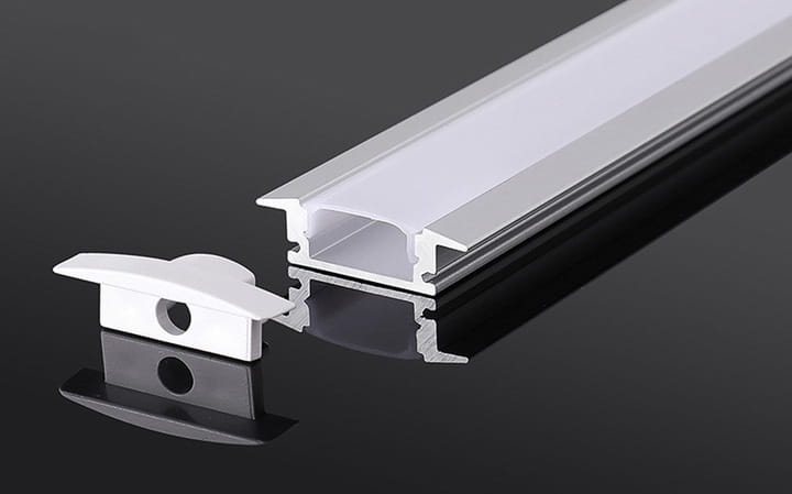 Profil LED aluminiowy do taśm wpuszczany 2m + klosz + zaślepki + uchwyty