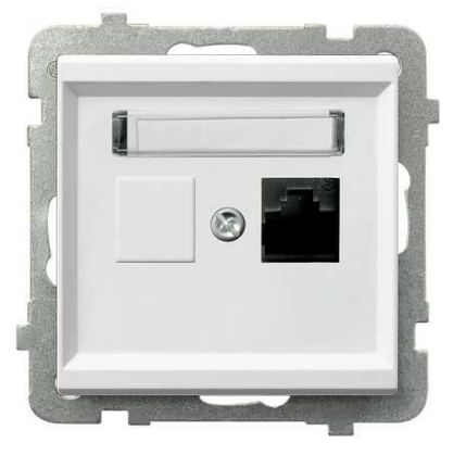 SONATA Gniazdo komputerowe pojedyncze RJ45 kat. 5e, MMC Biały połysk - GPK-1R/K/m/00