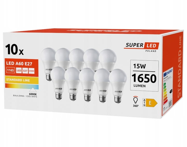 10x Żarówka LED E27 15W barwa zimna
