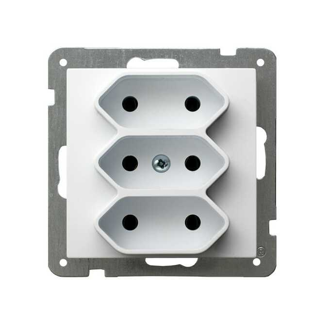 AS Gniazdo potrójne EURO Biały - GP-3G/m/00