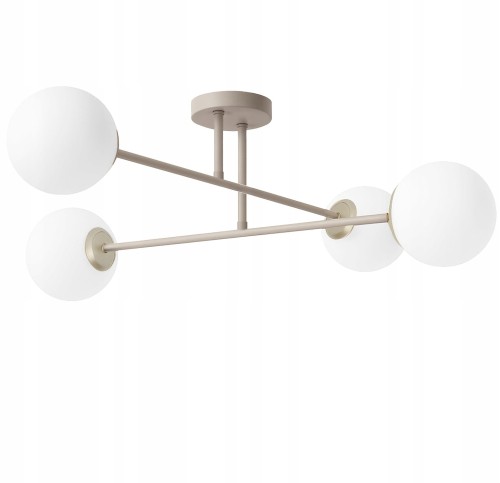 Lampa Wisząca Ecru Beż Kaszmir Białe Kule 4x E27