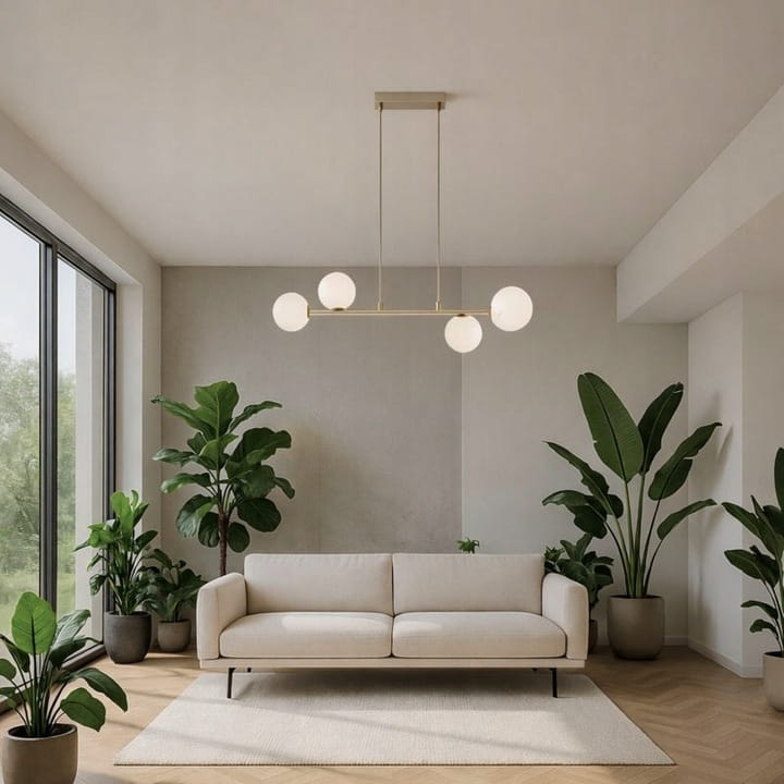 Lampa Wisząca Ecru Beż Kaszmir Białe Kule 4x E27