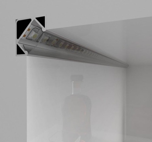 Profil LED aluminiowy do taśm narożny 3m + klosz + zaślepki + uchwyty