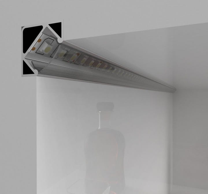Profil LED aluminiowy do taśm narożny 3m + klosz + zaślepki + uchwyty