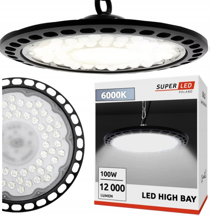 Lampa Przemysłowa LED High Bay UFO 100W 12000lm IP65  6000k