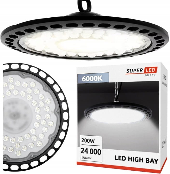 Lampa Przemysłowa LED High Bay UFO 200W 24000lm IP65  6000k