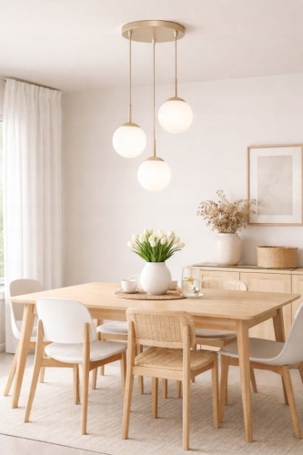 Lampa Wisząca Sufitowa 3x E27 Ecru Beż Kaszmir