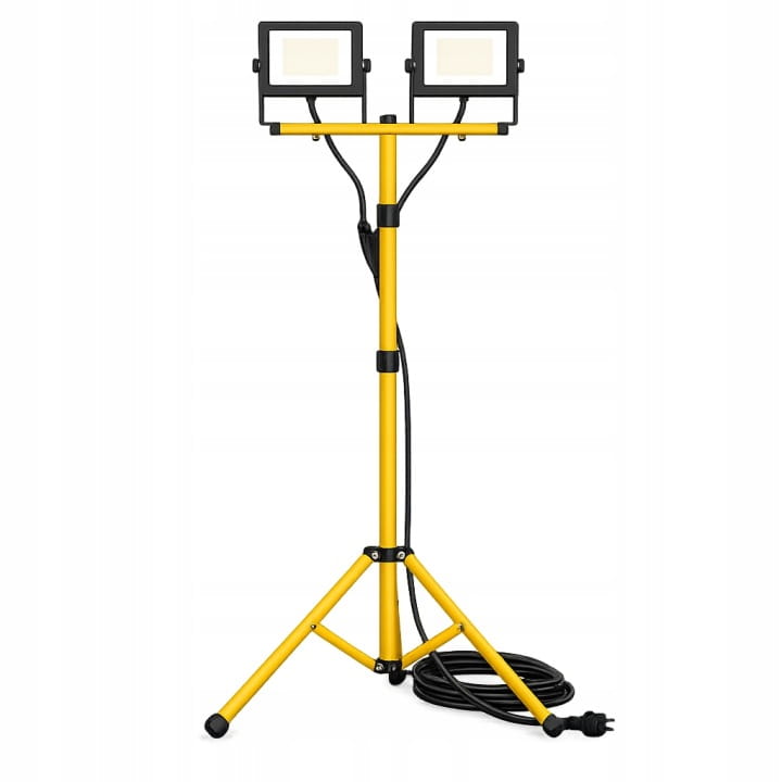 Halogen LED 2x 50W IP65 BN + statyw + przewód 150cm