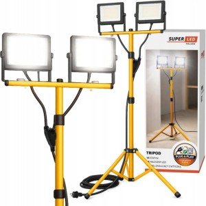 Halogen LED 2x 50W IP65 BZ + statyw + przewód 150cm